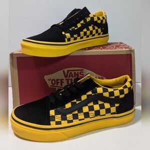 VANS Old Skool(Mono/Chech) Yellow/Black Sneakers Kids Size 3.5